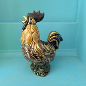 Rinconada Rooster Figurine w Gold Accents